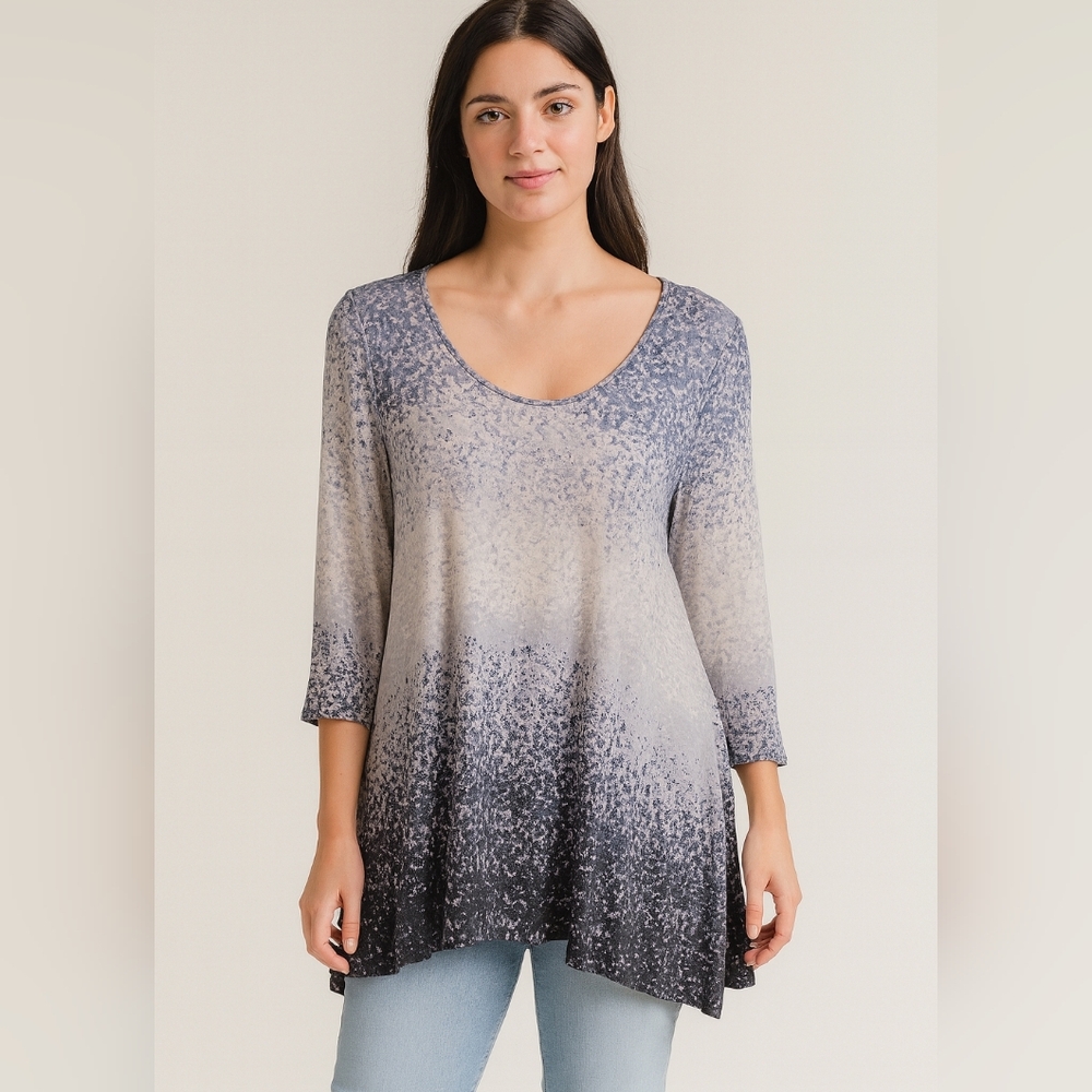Rose & Olive‎ New Womens Tunic Top Size 1X Blue Cozy Comfy Casual Office Career